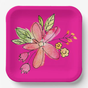 Blume Neon Pink Pappteller
