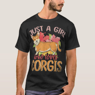 Blume Niedlich Corgi Lover Girls Frauen Hundebesit T-Shirt
