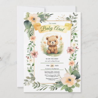 Blume niedlich mit Babydusche Einladung