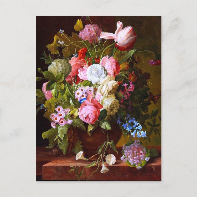 Blume noch Leben von Rose, Tulipen und Hyazinthen Postkarte (Vorderseite)