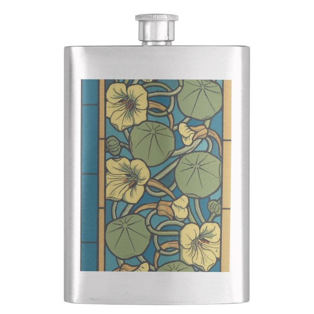 Blume Nouveau Pattern Flachmann (Vorderseite)