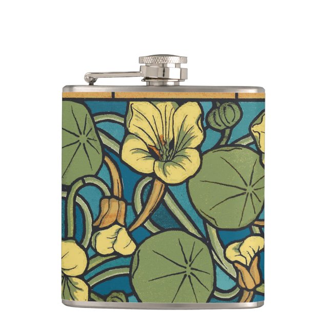 Blume Nouveau Pattern Flachmann (Vorderseite)