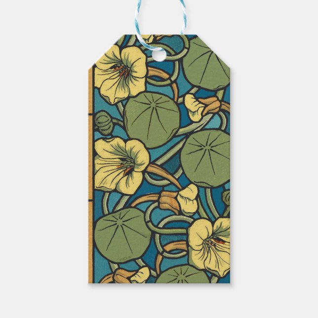 Blume Nouveau Pattern Geschenkanhänger (Vorderseite)