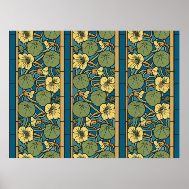 Blume Nouveau Pattern Poster (Vorne)