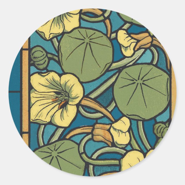 Blume Nouveau Pattern Runder Aufkleber (Vorderseite)