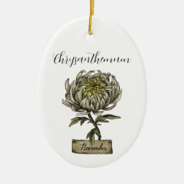 Blume NOVEMBER Geburtstag Chrysanthemum Keramik Ornament