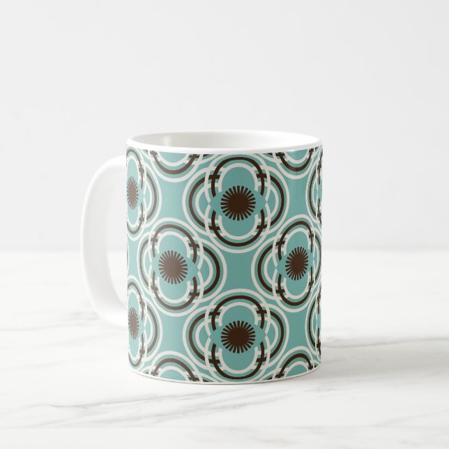 Blume oder Augen - türkis und braun Kaffeetasse (Vorderseite Links)
