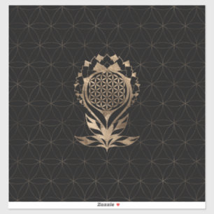 Blume of Life Lotus - Schwarz und Gold Aufkleber