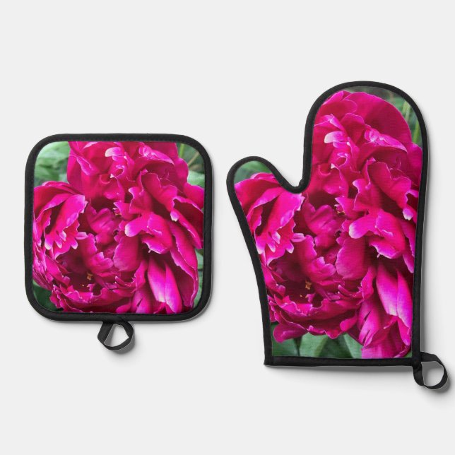 Blume Ofenhandschuh & Topflappen-Set (Vorderseite)