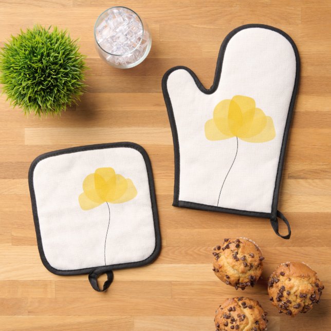 Blume Ofenhandschuh & Topflappen-Set (Oben Unten)