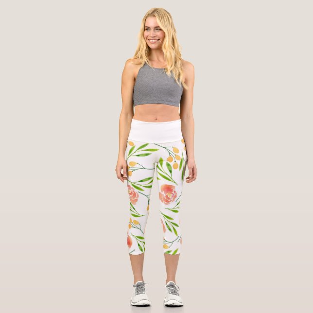 Blume Ohrringe Capri Leggings (Vorderseite)