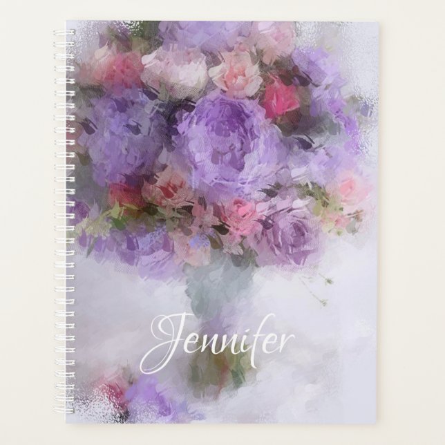 Blume Ölgemälde Elegante Moderne Vorlage Planer (Vorderseite)
