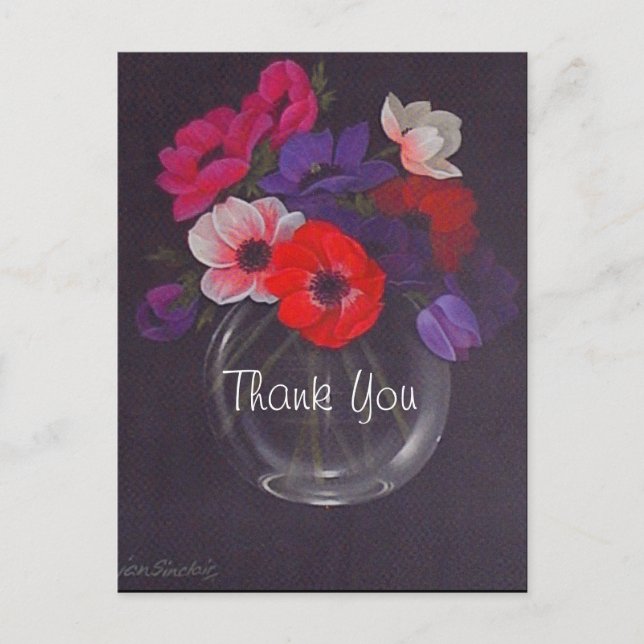 Blume Ölgemälde Hochzeit Vielen Dank Postkarte (Vorderseite)