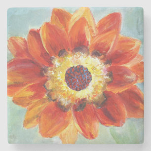Blume Orange Art Malerei Marmor Stone Untersetzer