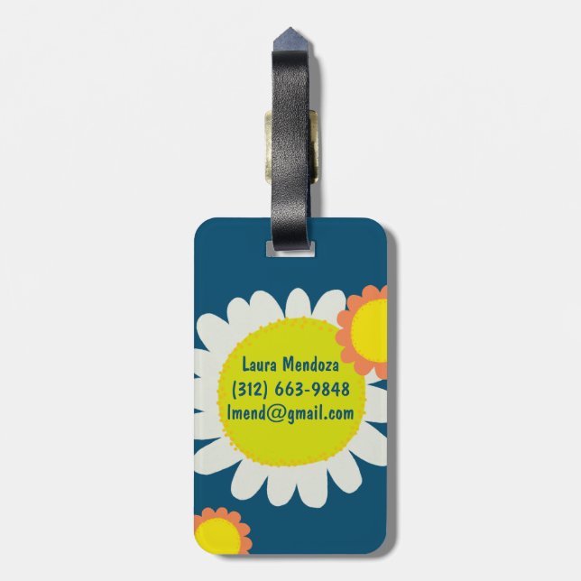 Blume Orange Daisy CUSTOMIZIERTE INITIALE Gepäckanhänger (Rückseite vertikal)