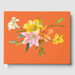 Blume Orange Hochzeitsgelb Pink Gästebuch