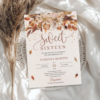Blume Orange Marigold 16 . Geburtstag Einladung