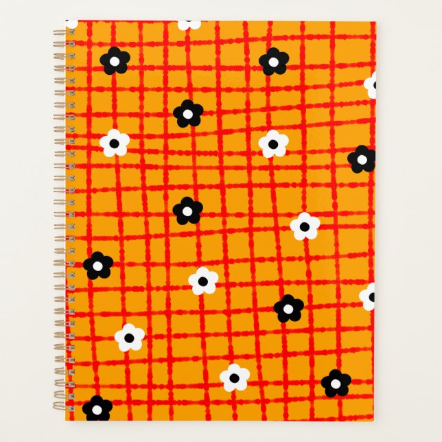 Blume Orange Red Karo Pattern Planer (Vorderseite)