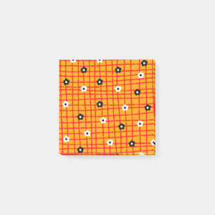Blume Orange Rot Karomuster Lebendig Post-it Klebezettel