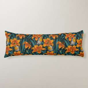 Blume, orange und blau seitenschläferkissen