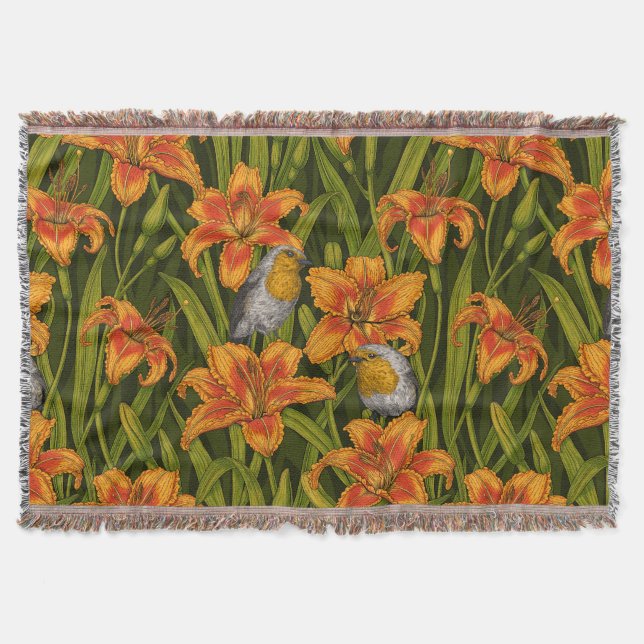 Blume, orange und dunkelgrün decke (Vorderseite)