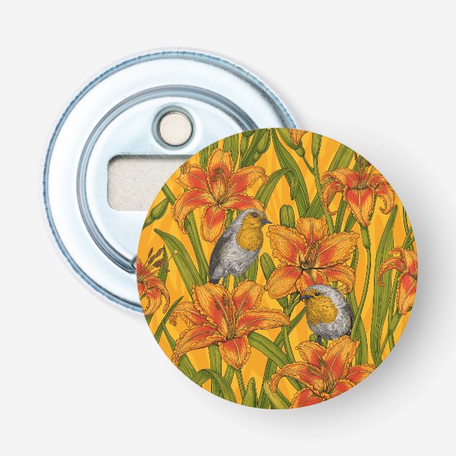 Blume, orange und grün flaschenöffner (Vorderseite)