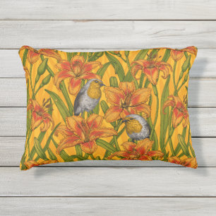 Blume, orange und grün kissen für draußen