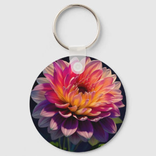 Blume Orange und Pink Dahlia Schlüsselanhänger