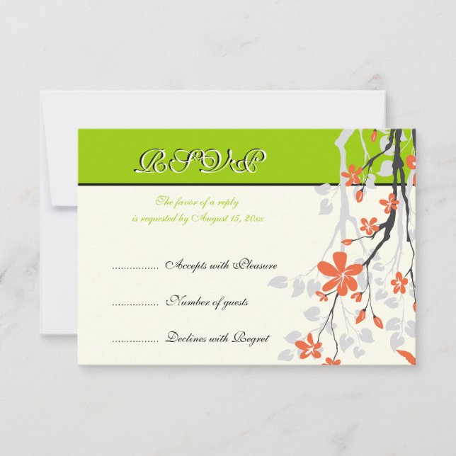 Blume Orangenkalk Grün Hochzeit RSVP Karte (Vorderseite)