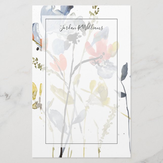 Blume Overlay - Aquarell-Blume und Stiele Briefpapier (Vorderseite)