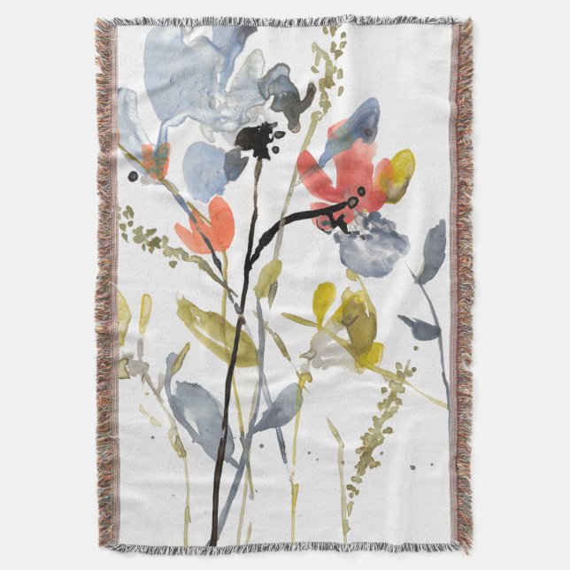 Blume Overlay - Aquarell-Blume und -Stiele Decke (Vorderseite Vertikal)