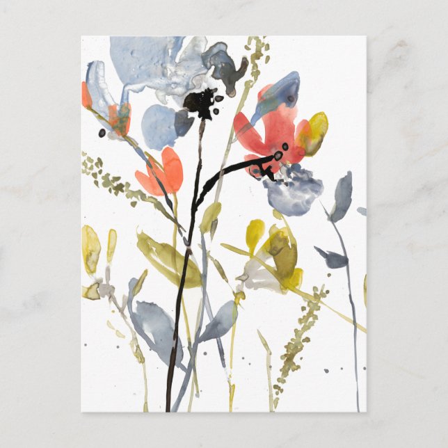 Blume Overlay - Aquarell-Blume und -Stiele Postkarte (Vorderseite)