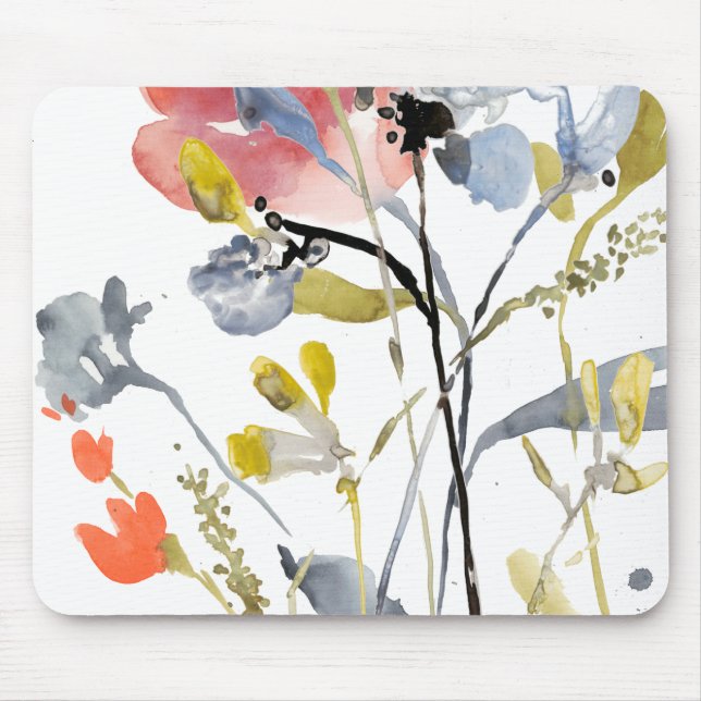 Blume Overlay - Aquarellfarben-Pastell-Blume Mousepad (Vorne)