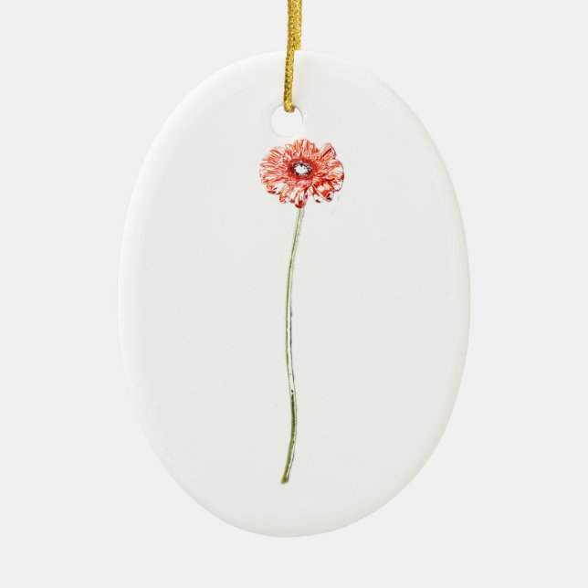 Blume Pale Red Gerbera Keramik Ornament (Vorne)