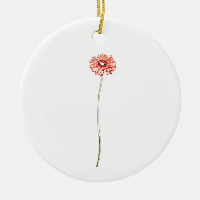 Blume Pale Red Gerbera Keramik Ornament (Vorne)