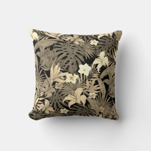 Blume & Palm Blätter in Beige Shades Throw Kissen