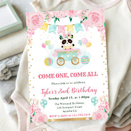 Blume Panda Kindergeburtstag Einladung