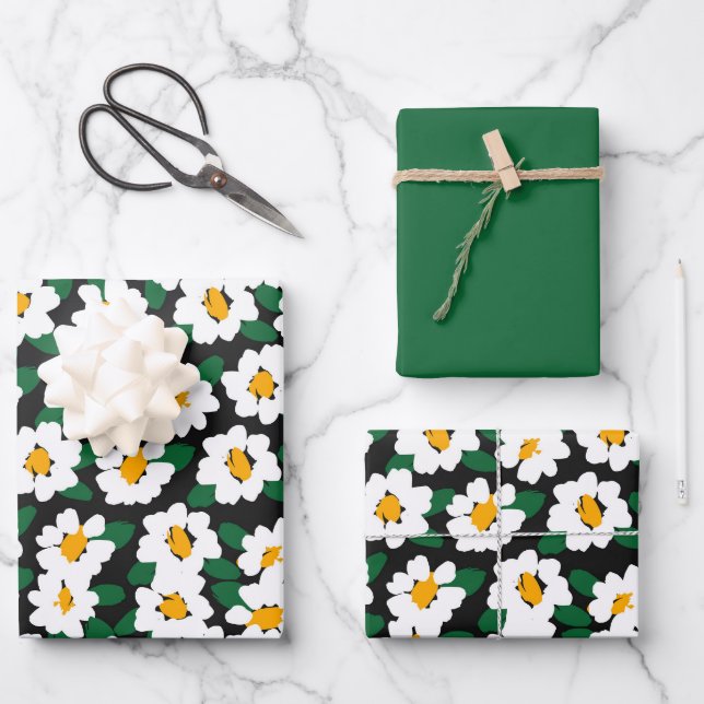 Blume Papierblätter Geschenkpapier Set (Vorderseite)
