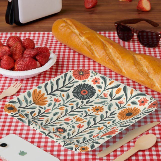 Blume Pappteller (Picknick)