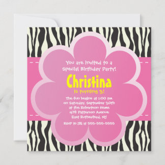 Blume Party Einladung - Zebra
