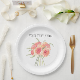 Blume Pastellfarben Watercolor Rustikale Hochzeit Pappteller