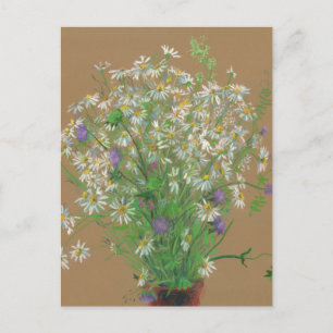 Blume, pastellfarbene Malereien, Weißmehl Postkarte