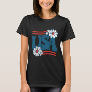 Blume Patriotic 4. Juli Groovy American F T-Shirt