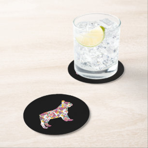 Blume Pattern Französisch Bulldogs Lover Gift Runder Pappuntersetzer