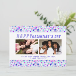 Blume Pattern Galentine`s Day Friends 2 Foto Feiertagskarte