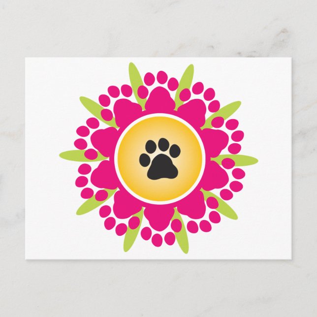 Blume Paw Prints Postkarte (Vorderseite)