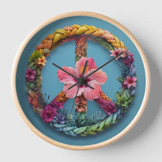 Blume Peace Hibiskus Wall Clock Uhr