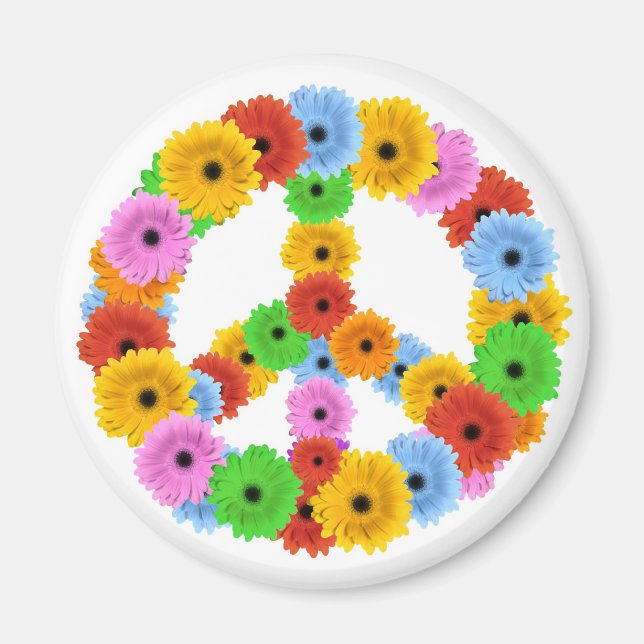 Blume Peace Symbol Magnet (Vorne)