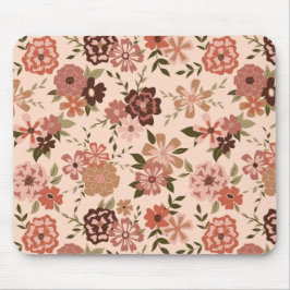 Blume Peach Brown Botanical Pattern Mousepad