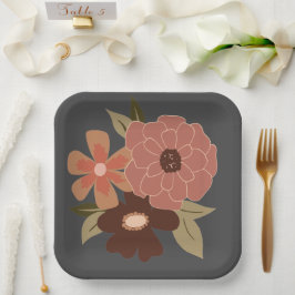 Blume Peach Gray Botanische Veranstaltung Pappteller
